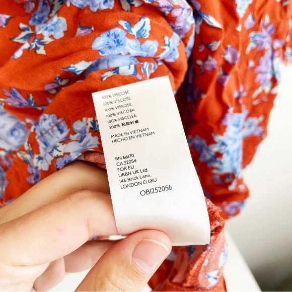 Free People Lorretta pop Print Tunic blouse long sleeve floral ruffle oversized - Picture 11 of 15